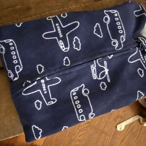 Carter's Navy Blue Footies with White Airplane and Car Print